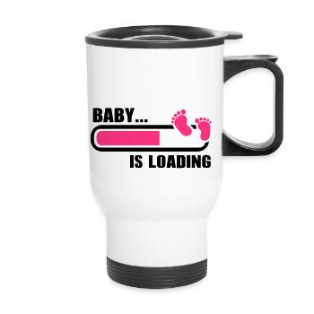 Baby loading - Thermal mug with handle - white - Front