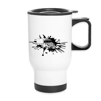 drop blob color graffiti spray truck truck load - Thermal mug with handle - white - Front