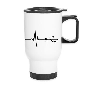 USB - DJ - Pulse - Beat - Thermal mug with handle - white - Front