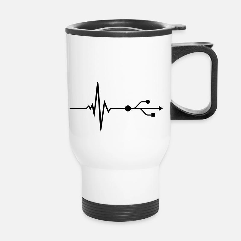 USB - DJ - Pulse - Beat - Thermal mug with handle - white