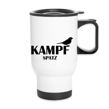 Kampf Spatz (md) - Thermobecher mit Tragegriff - Weiß - Vorne