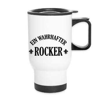 Rock Rocker Rockerin Rockmusiker Rock ’n’ Roll - Thermobecher mit Tragegriff - Weiß - Vorne