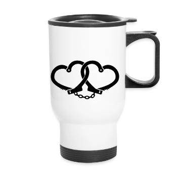 Love handcuffs - dear heart handcuffs - Thermal mug with handle - white - Front