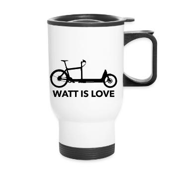 Watt is Love Cargobike - Thermobecher mit Tragegriff - Weiß - Vorne