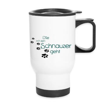 The one with the schnauzer / dog goes / giant schnauzer - Thermal mug with handle - white - Front