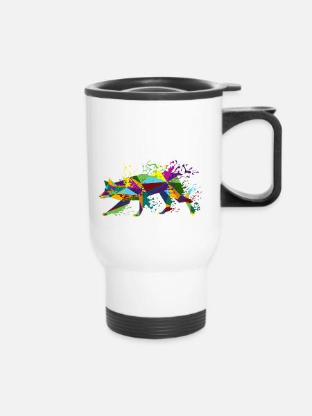Splashing Border Collie - Thermobecher mit Tragegriff - Weiß