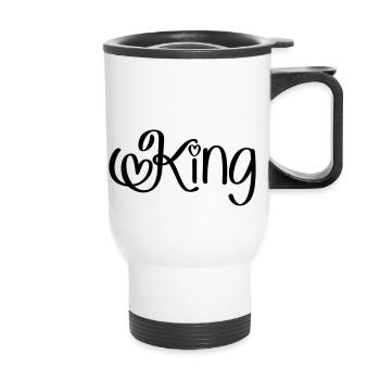 King avec coeur - Tasse isotherme avec poignée - blanc - Devant
