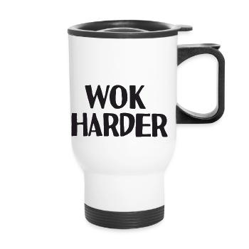 Wok plus dur - Tasse isotherme avec poignée - blanc - Devant
