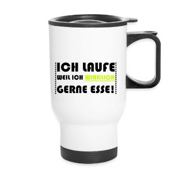 Laufen + Essen <3 - Thermobecher mit Tragegriff - Weiß - Vorne