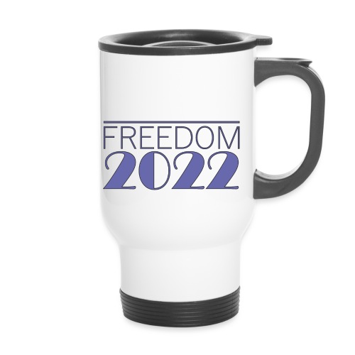 FREEDOM 2022 Freiheit Schriftzug Very Peri Retro - Thermobecher mit Tragegriff