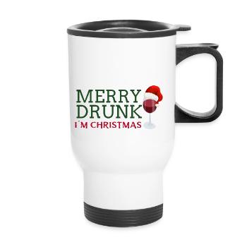 Merry Drunk - Thermal mug with handle - white - Front