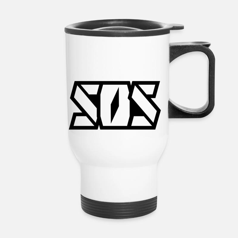 SOS lettering - Thermal mug with handle - white