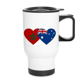 Marokko Australien Flagge Herz - Thermobecher mit Tragegriff - Weiß - Vorne