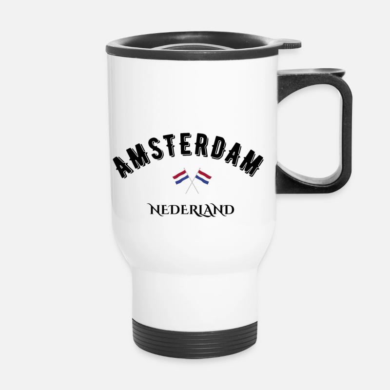 Amsterdam Nederland - Thermobecher mit Tragegriff - Weiß