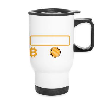 I Accept Bitcoin Cryptocurrency Trading Coin BTC - Thermobecher mit Tragegriff - Weiß - Vorne