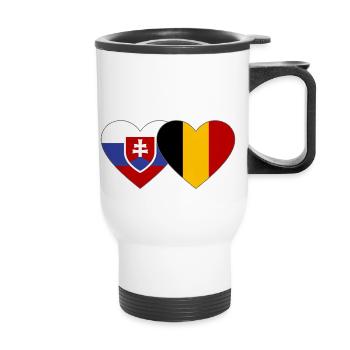 Slowakei Belgien Flagge Herz - Thermobecher mit Tragegriff - Weiß - Vorne