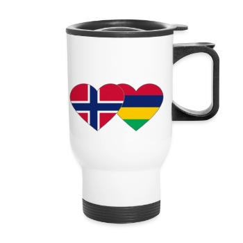 Norway Mauritius Flag Heart - Thermal mug with handle - white - Front