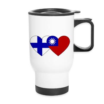 Finnland Taiwan Flagge Herz - Thermobecher mit Tragegriff - Weiß - Vorne