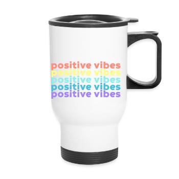 Vibrations positives (Arc-en-ciel) - Tasse isotherme avec poignée - blanc - Devant