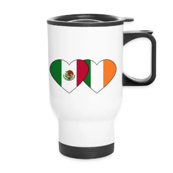 Mexico Ireland Flag Heart - Thermal mug with handle - white - Front
