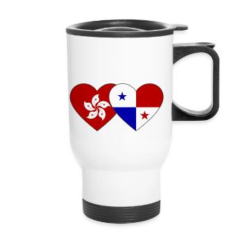 Hong Kong Panama Flagge - Thermobecher mit Tragegriff - Weiß - Vorne
