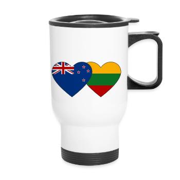 New Zealand Lithuania flag - Thermal mug with handle - white - Front
