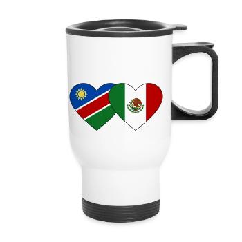 Namibia Mexico Flag Heart - Thermal mug with handle - white - Front