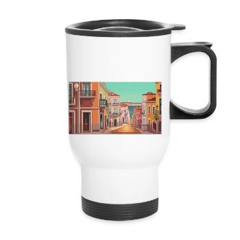 Lisbon, Portugal - Pixel Art - Thermal mug with handle - white - Front