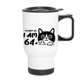 I'm Not 65, I Am 64 Plus 1 Middle Finger Cat Flip - Thermal mug with handle - white - Front