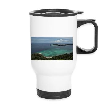 Koh Lipe Insel FPV Luftaufnahme Design - Thermobecher mit Tragegriff - Weiß - Vorne