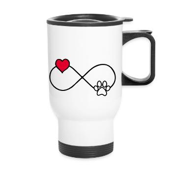 hundepfote love forever - Thermobecher mit Tragegriff - Weiß - Vorne