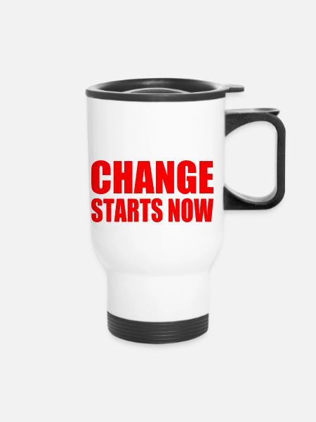 Change starts now - Thermobecher mit Tragegriff - Weiß