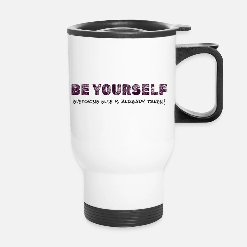 Be Yourself – Inspirational Quote Tee - Thermal mug with handle - white
