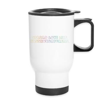 Spread Love Like Nut Nougat Cream. Rainbow - Thermal mug with handle - white - Front