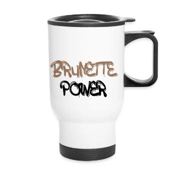 Design de t-shirt cool pour les brunes - Tasse isotherme avec poignée - blanc - Devant