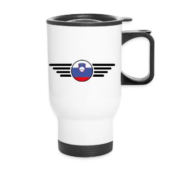 Slovénie Style Design T-shirt - Tasse isotherme avec poignée - blanc - Devant