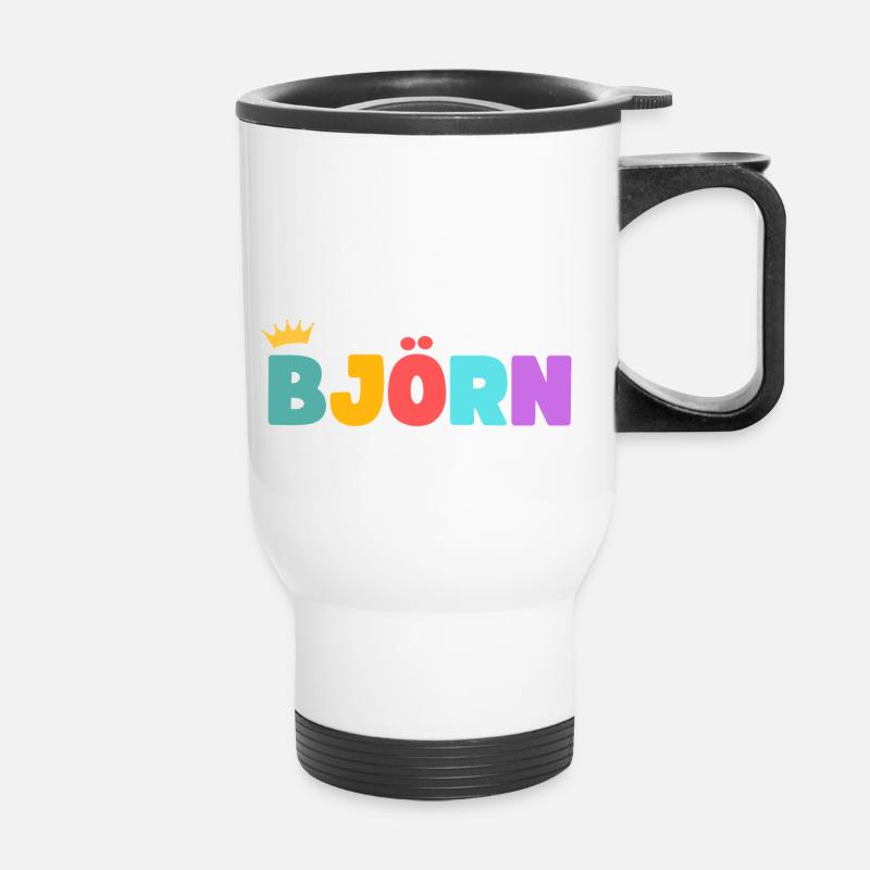Björn! Customizable - Thermal mug with handle - white
