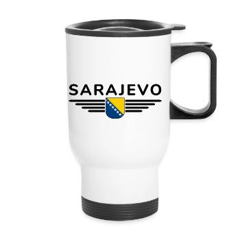 Sarajevo Bosnia Fan T-Shirt - Thermal mug with handle - white - Front