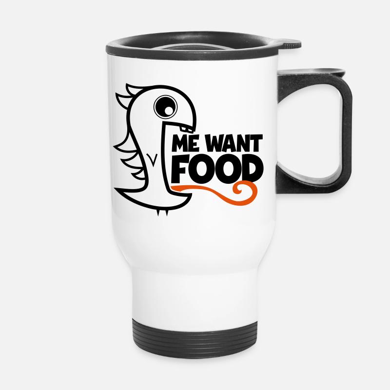me want food! - Thermal mug with handle - white