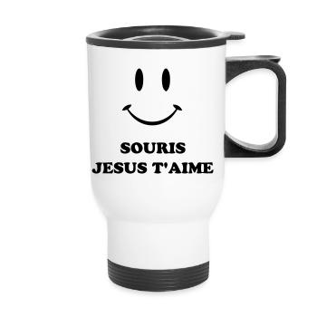 jesus liebe dich - Thermobecher mit Tragegriff - Weiß - Vorne