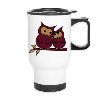 owls in love - Thermobecher mit Tragegriff - Weiß - Vorne