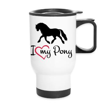 I love my pony, any colours - Thermobecher mit Tragegriff - Weiß - Vorne