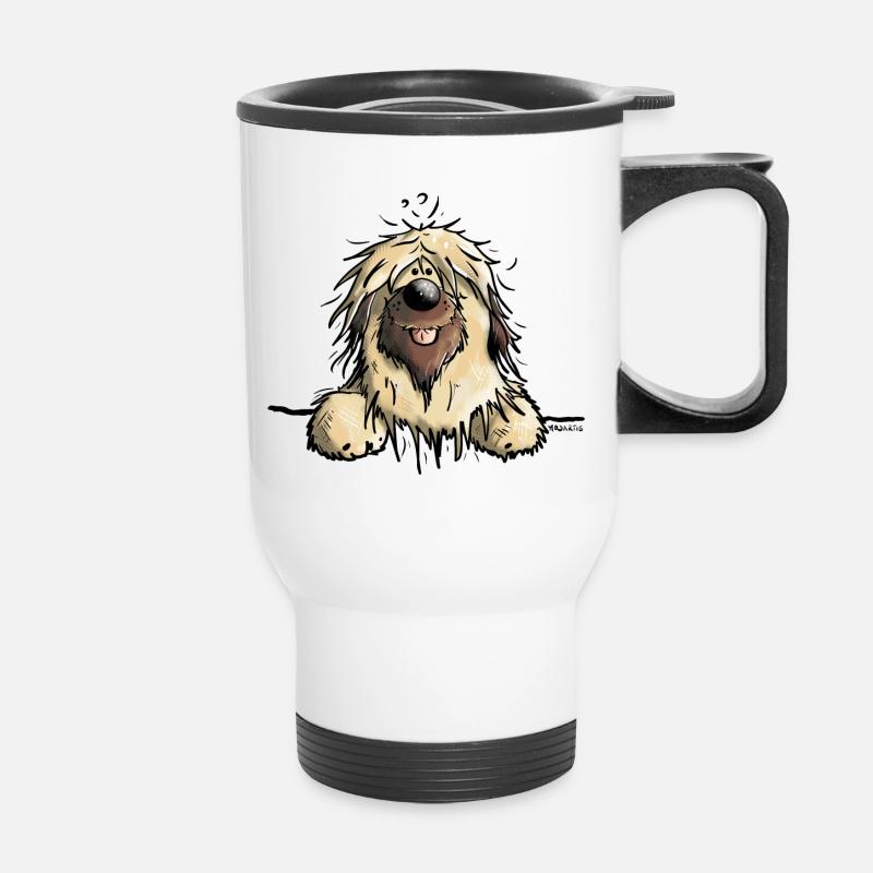 Happy Briard - Thermal mug with handle - white