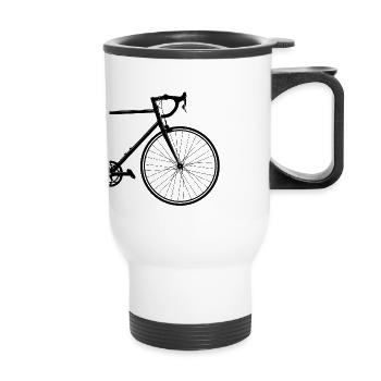 Cut road bike - Thermal mug with handle - white - Front