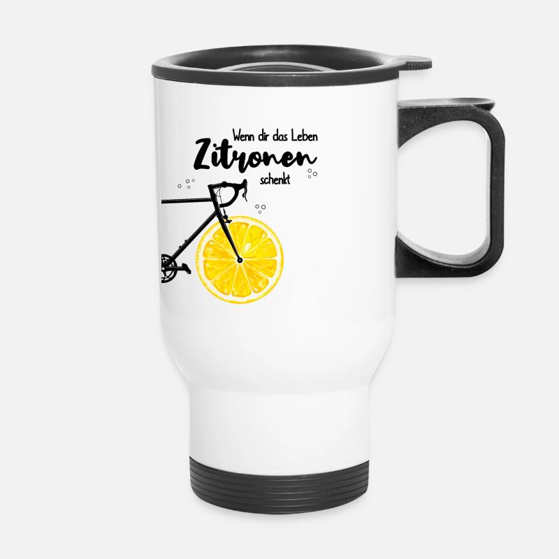 Wenn dir das Leben Zitronen schenkt Rennrad Side D - Thermobecher mit Tragegriff - Weiß