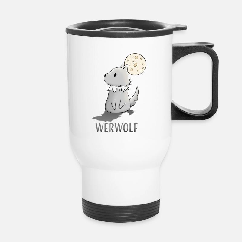 "Werwolf" - Thermobecher mit Tragegriff - Weiß