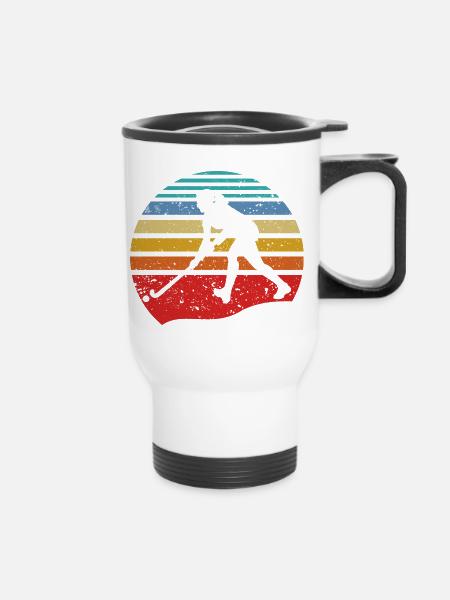 Retro Vintage Field Hockey Gift Field Hockey Game - Thermal mug with handle - white