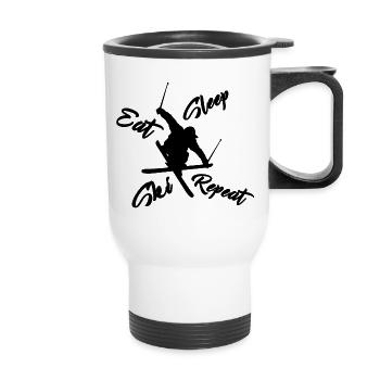 Ski Eat sleep ski repeat - Tasse isotherme avec poignée - blanc - Devant