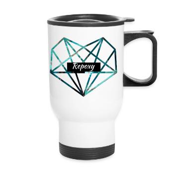 Diamant vert bleu - Tasse isotherme avec poignée - blanc - Devant