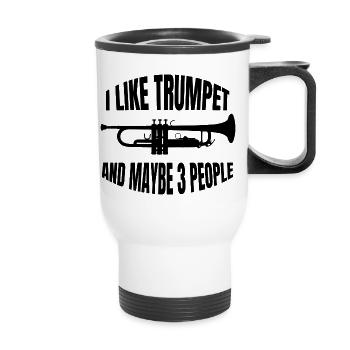 Trompete Instrument Musiker Spruch Musik lustiger - Thermobecher mit Tragegriff - Weiß - Vorne
